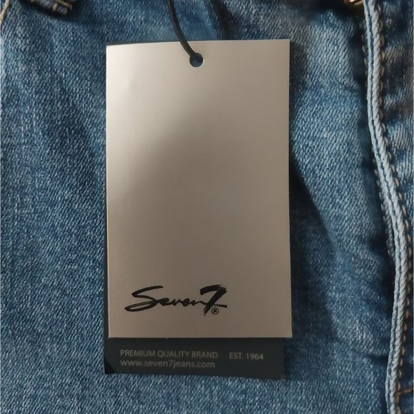 Seven7 Jeans Retro-Denim Ankle Straight Vintage Embroidered Cut Out Leg Sz 12 - Picture 6 of 15